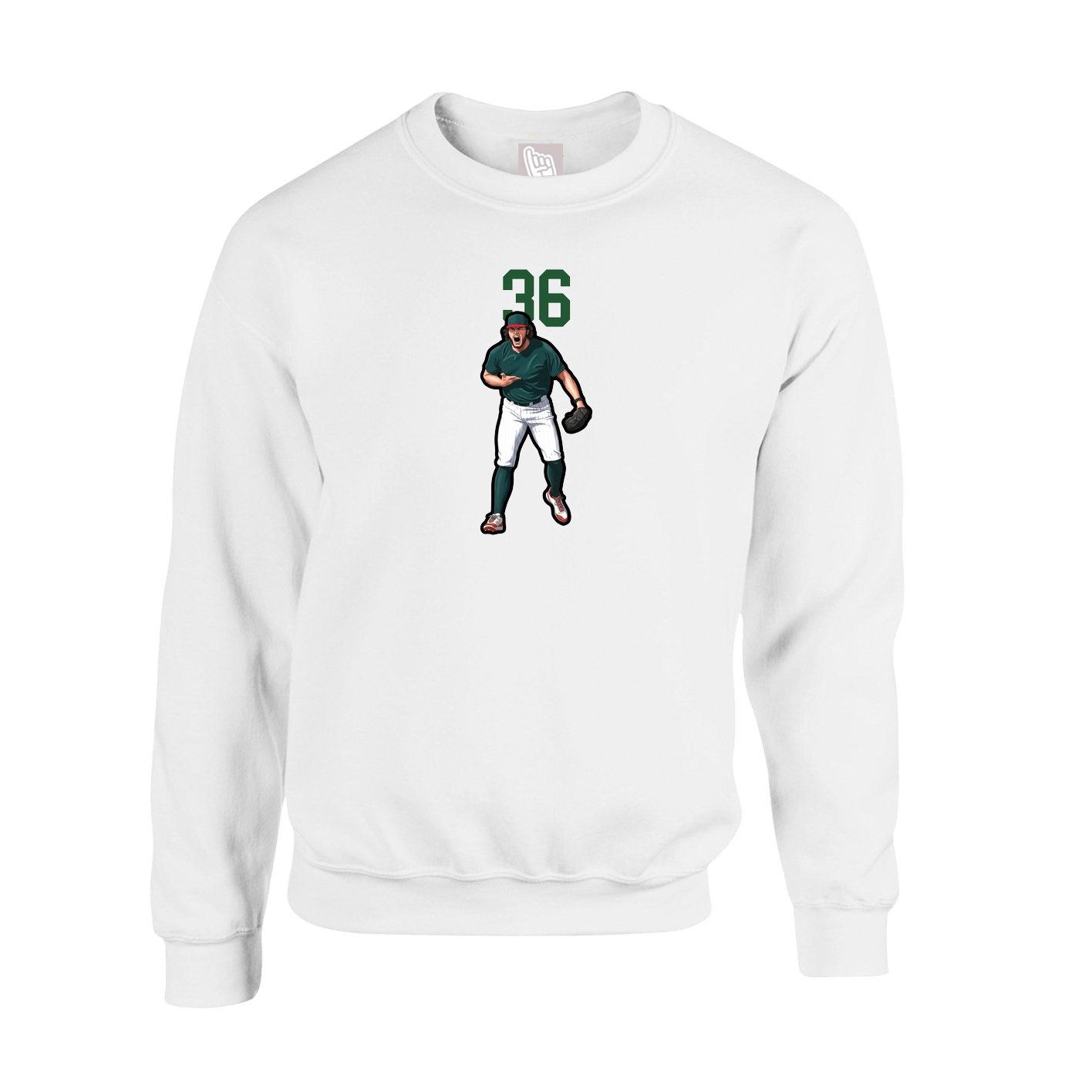 Fleece Crew — Number Top in White