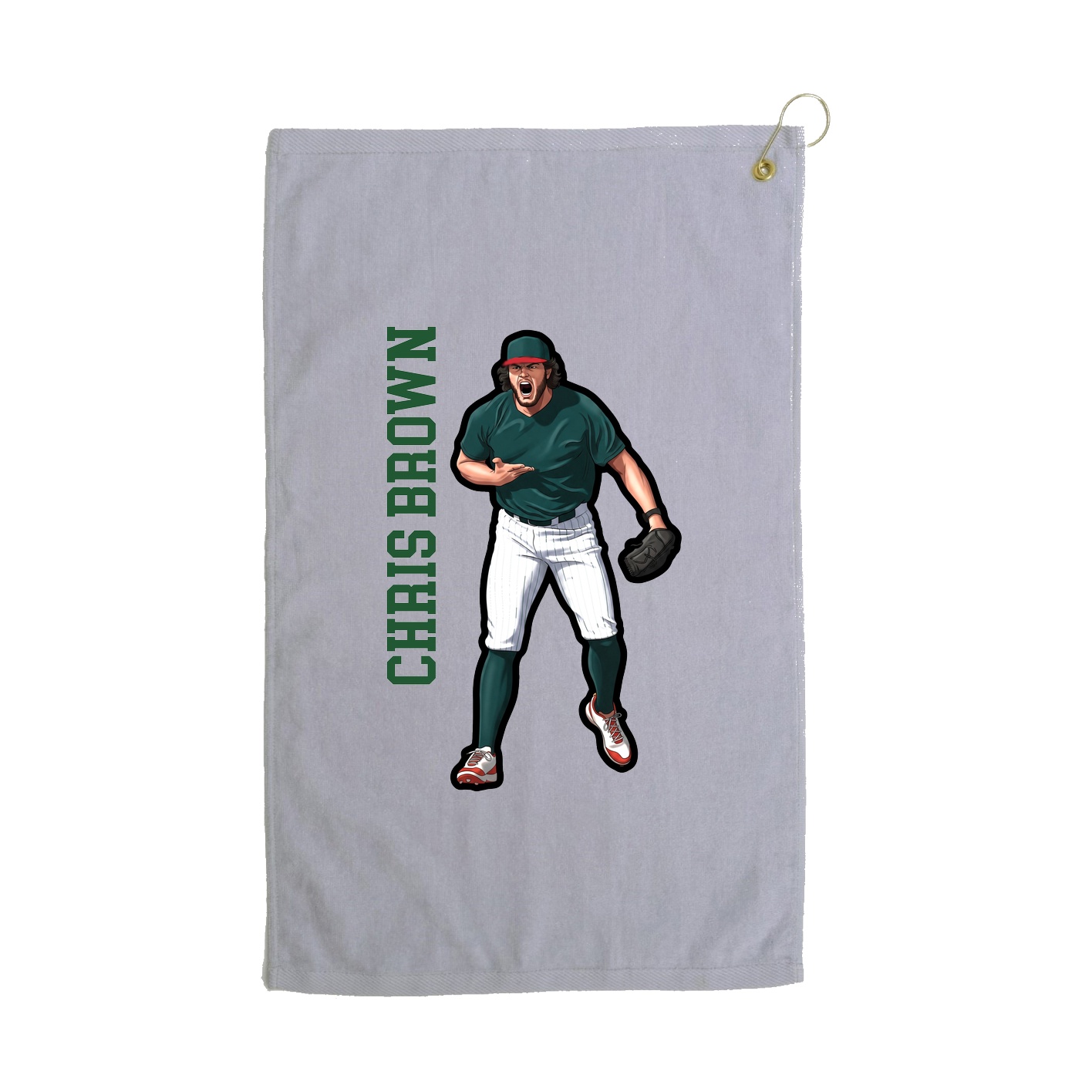 Golf Towel — Name Vertical in Grey