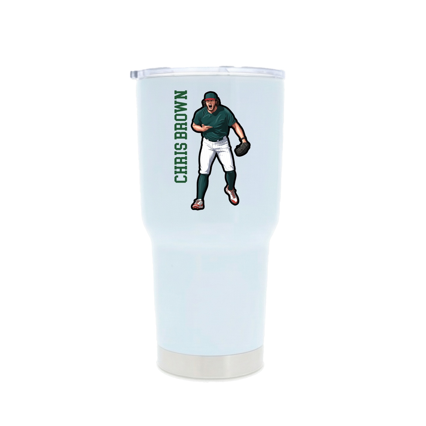 30oz Stainless Steel Tumbler — Name Vertical in White