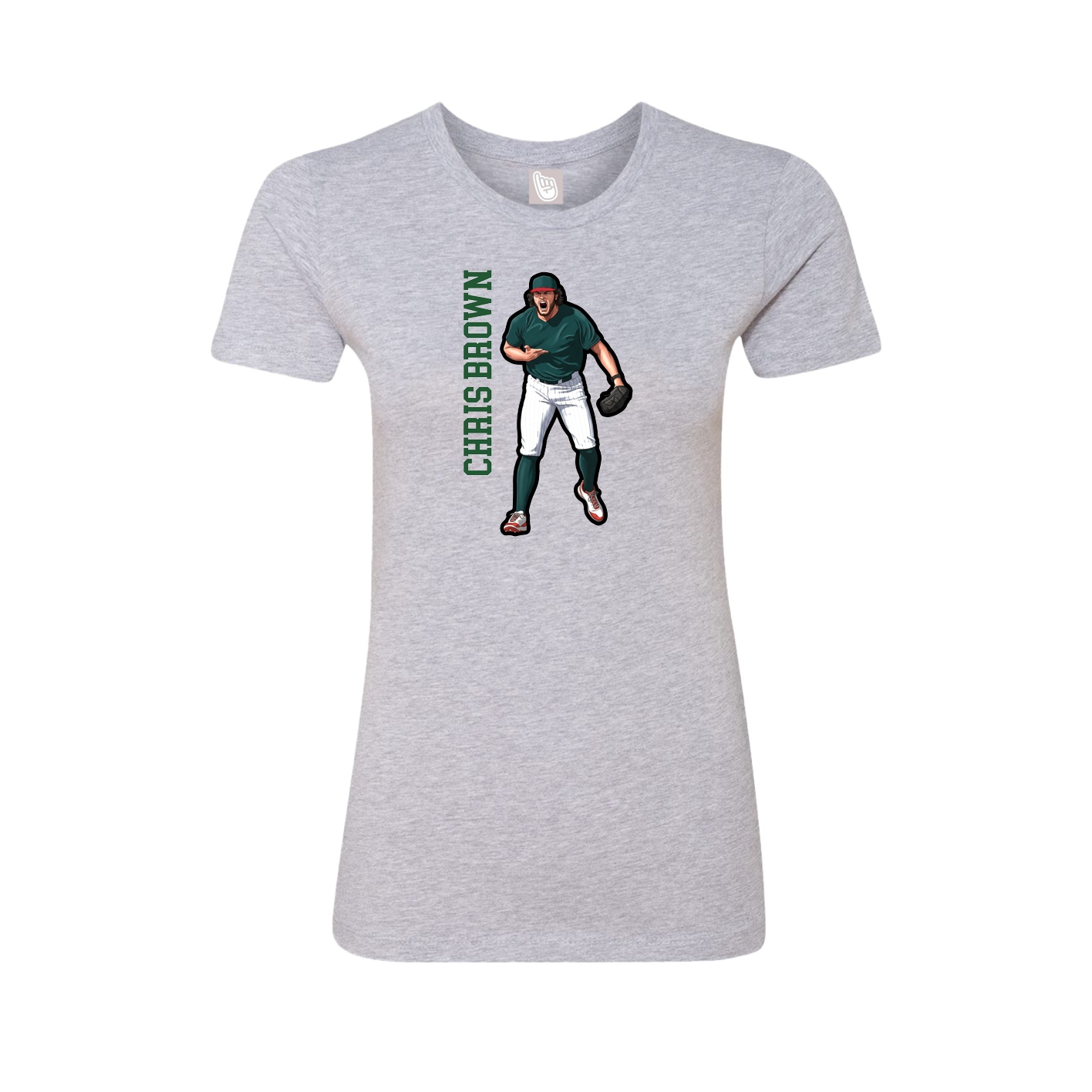 Fitted Women's Tee — Name Vertical in Grey