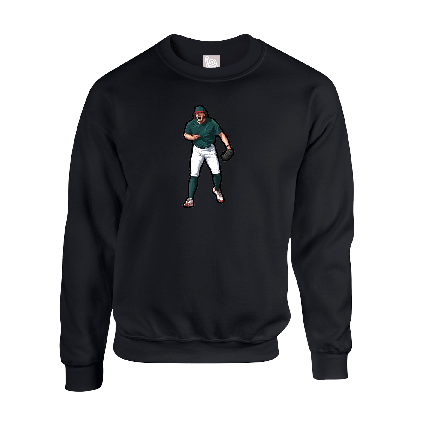 Fleece Crew — Name Vertical in Black