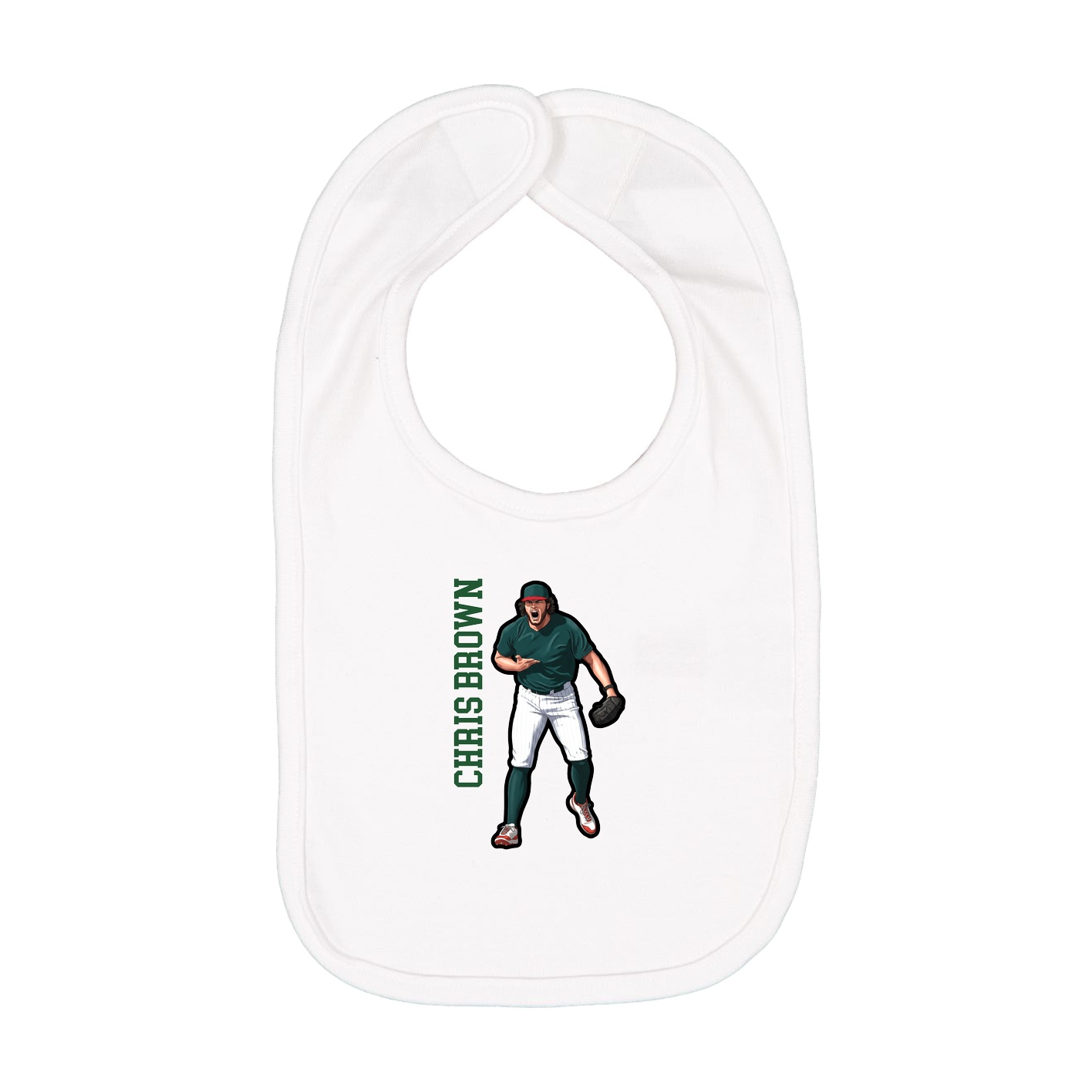 Infant Bib — Name Vertical in White