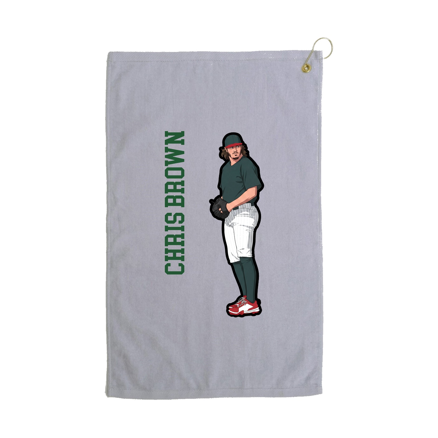 Golf Towel — Name Vertical in Grey