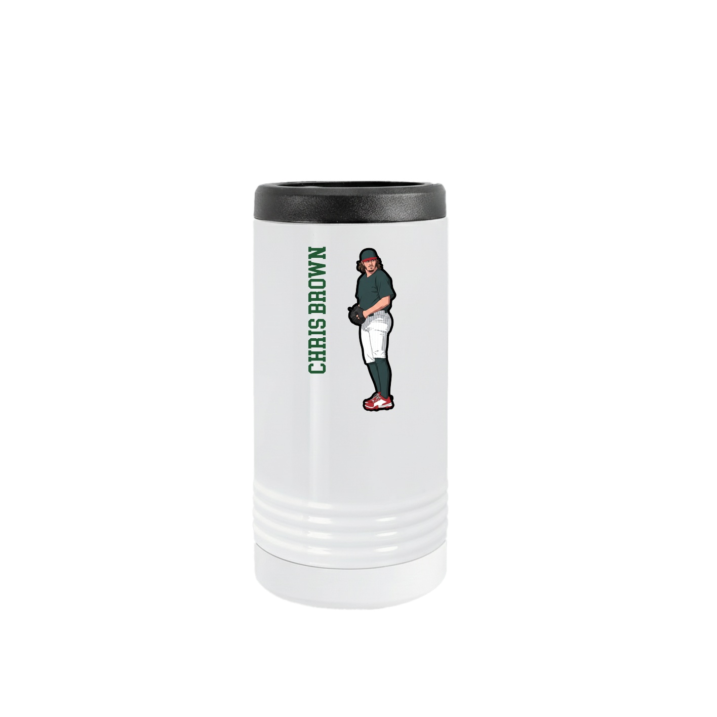 Slim Beverage Holder — Name Vertical in White