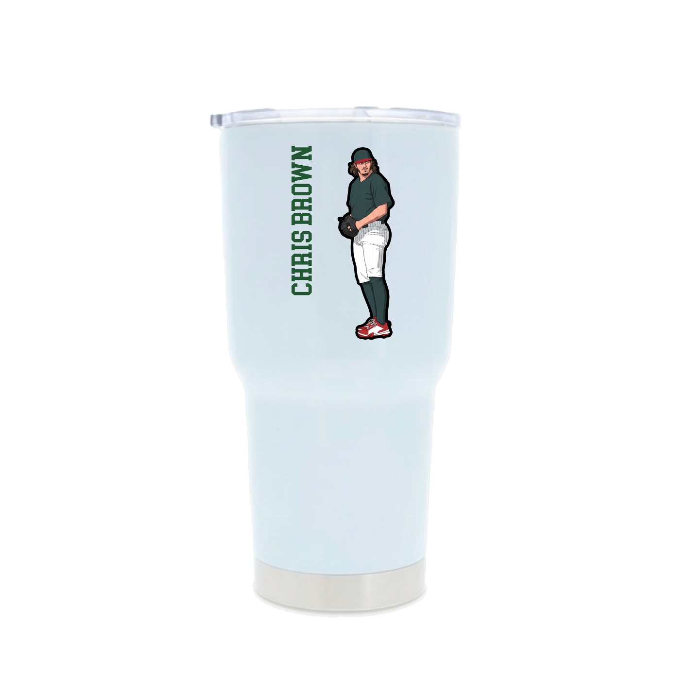 30oz Stainless Steel Tumbler — Name Vertical in White