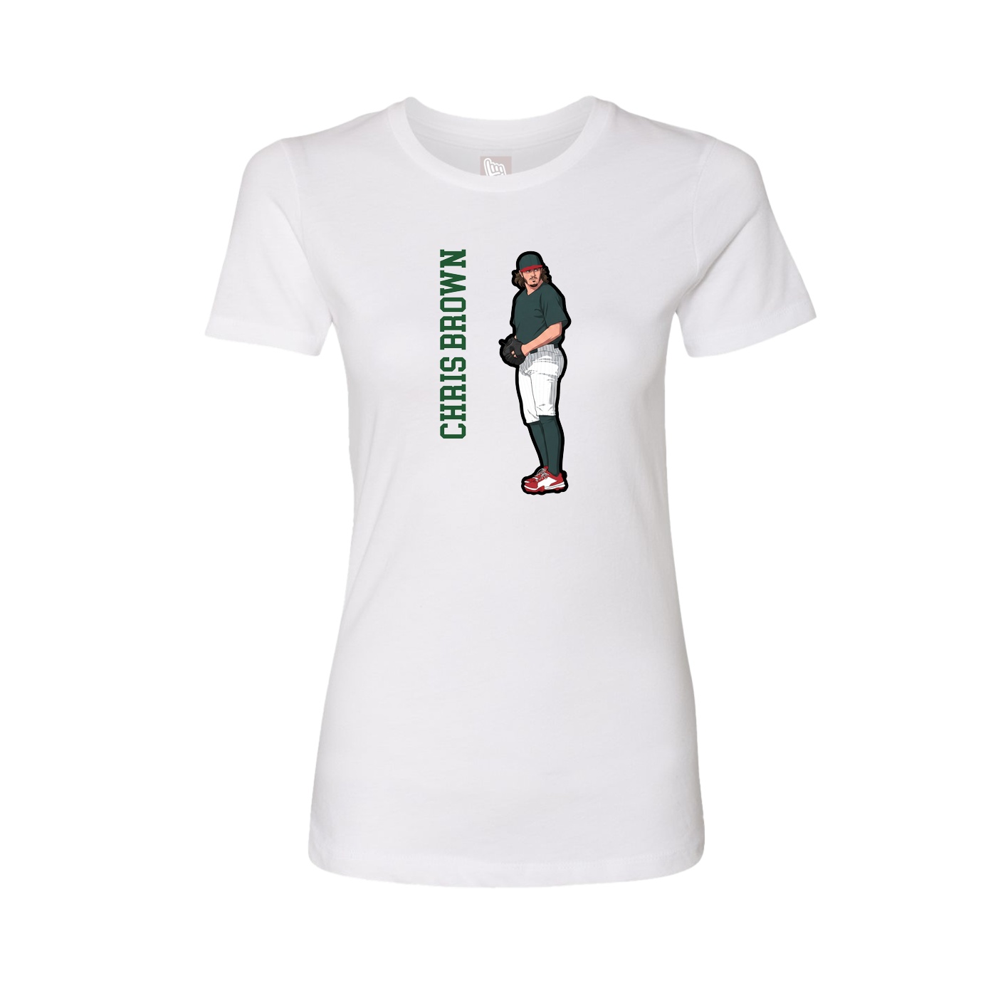 Fitted Women's Tee — Name Vertical in White