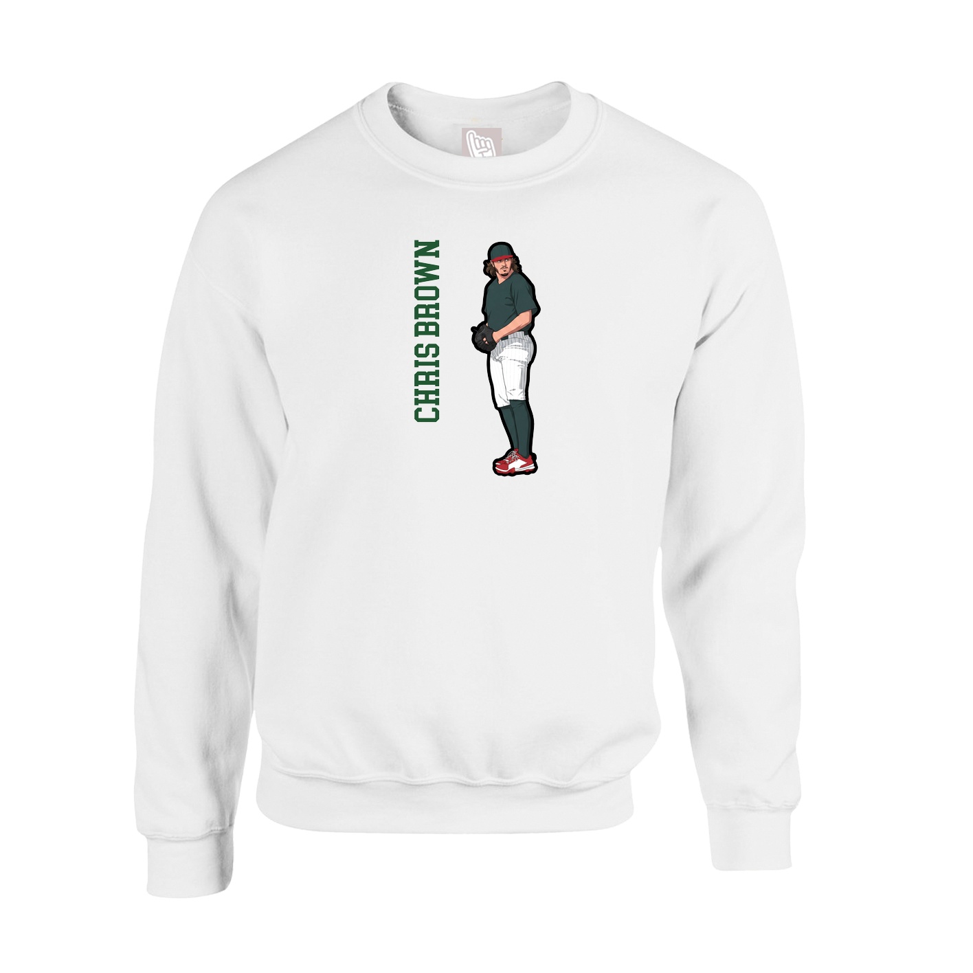 Fleece Crew — Name Vertical in White