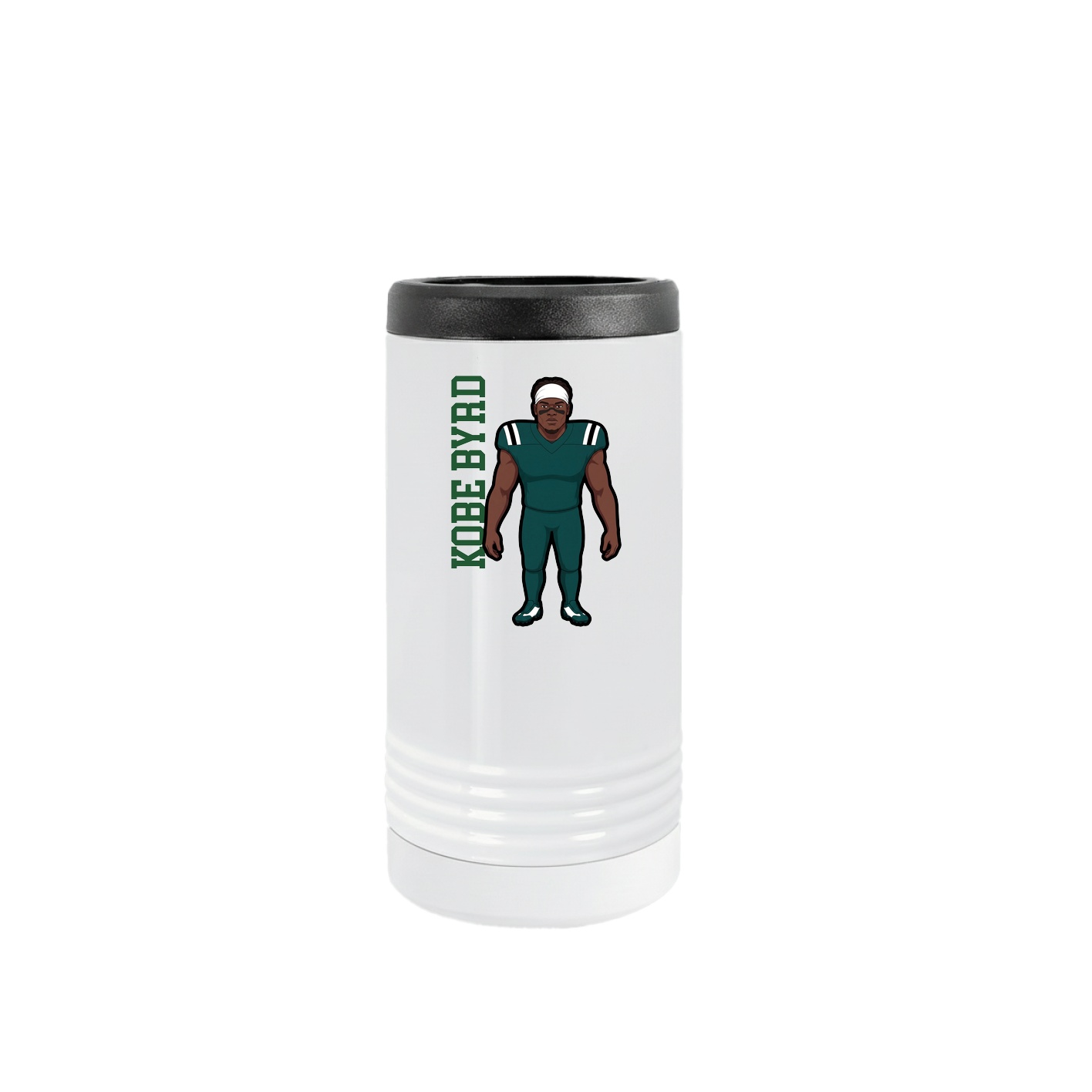 Slim Beverage Holder — Name Vertical in White