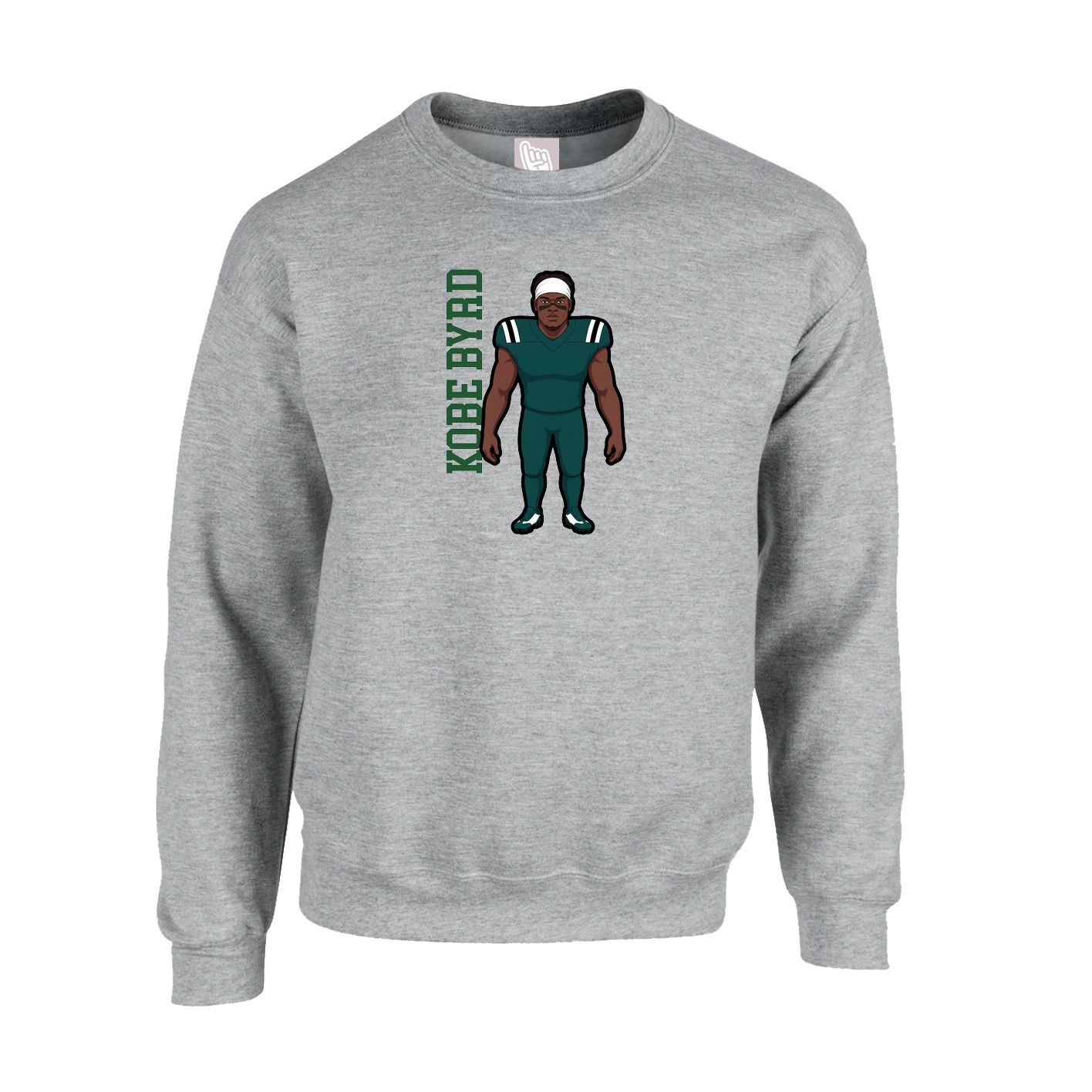 Fleece Crew — Name Vertical in Grey