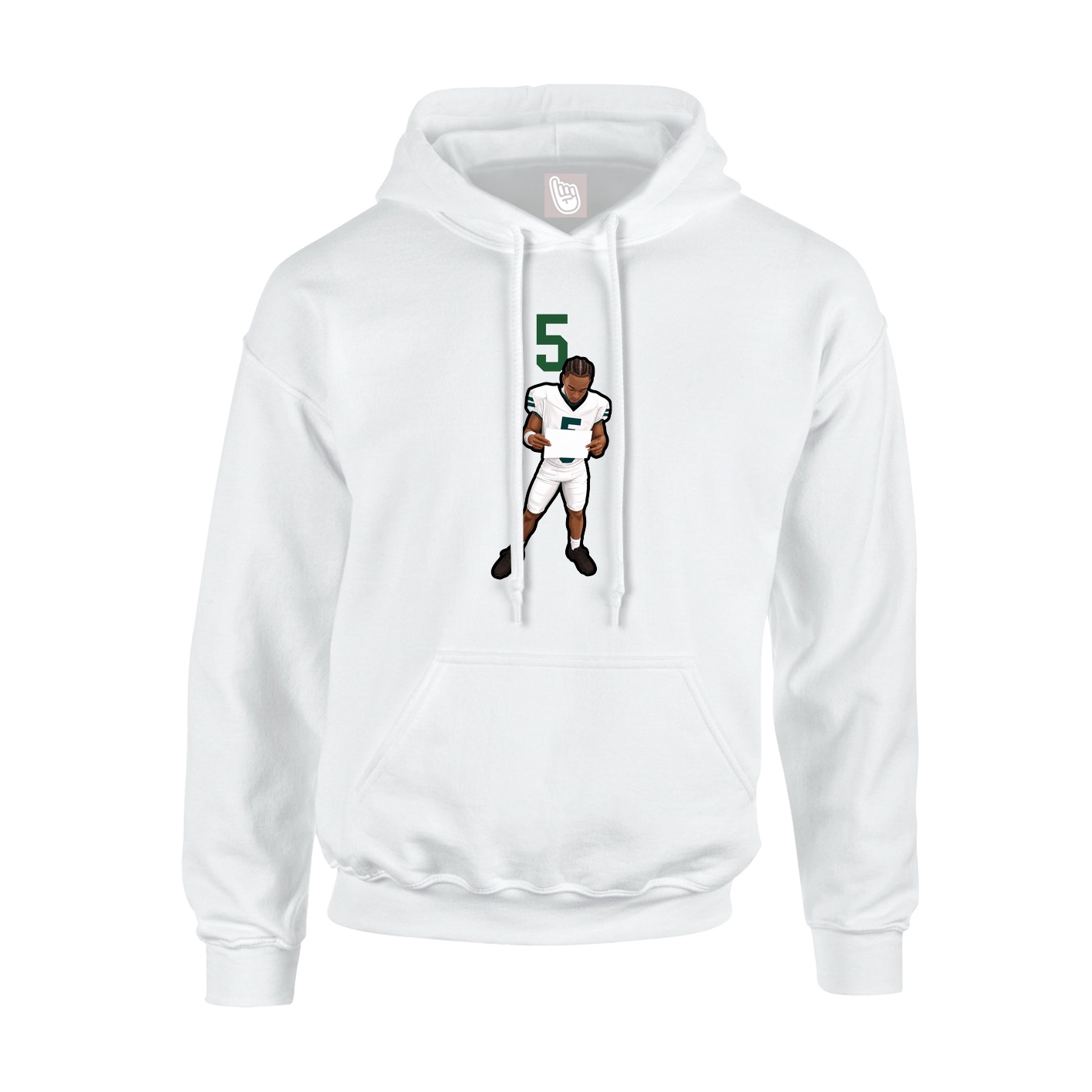 Youth Hoodie — Number Top in White