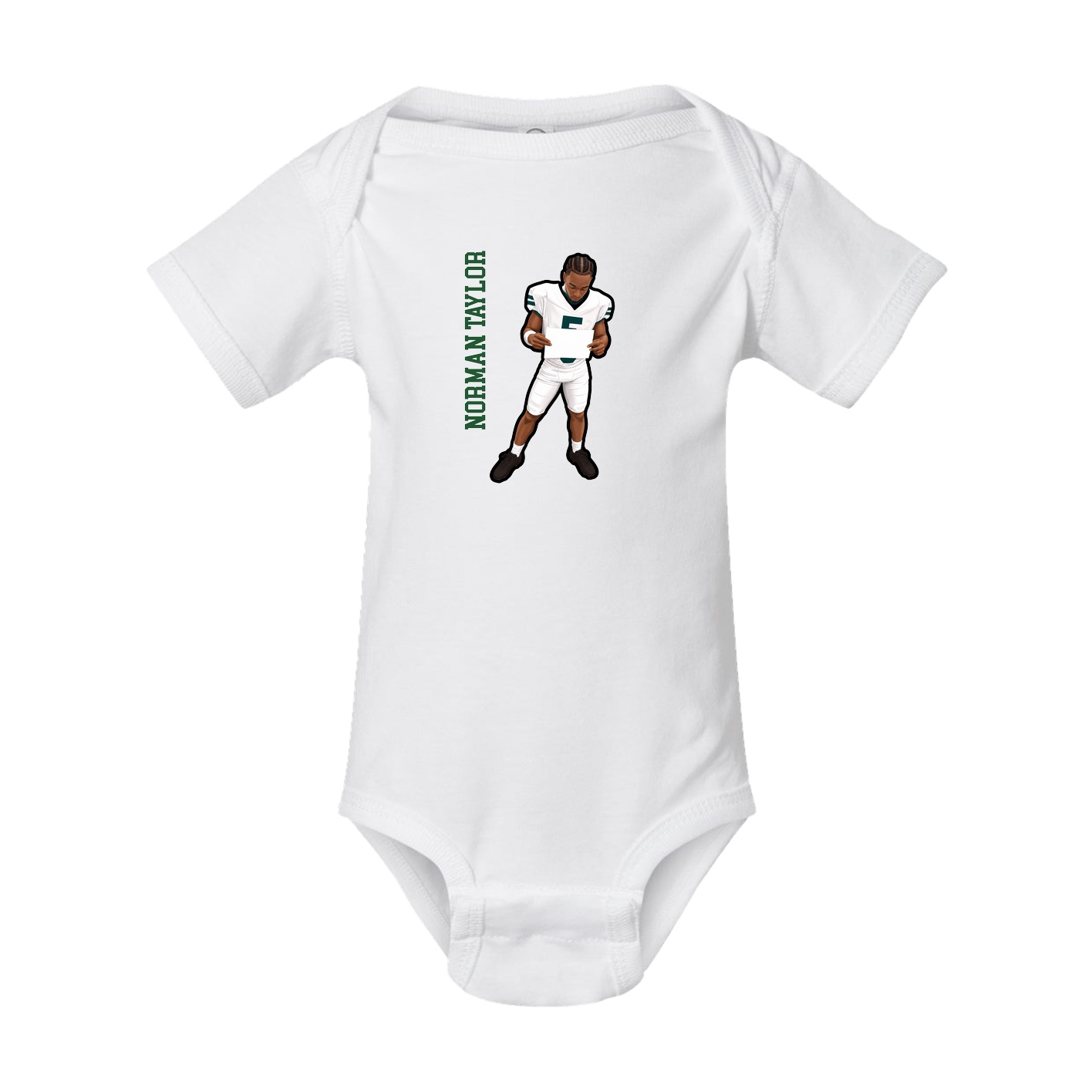 Baby Onesie — Name Vertical in White