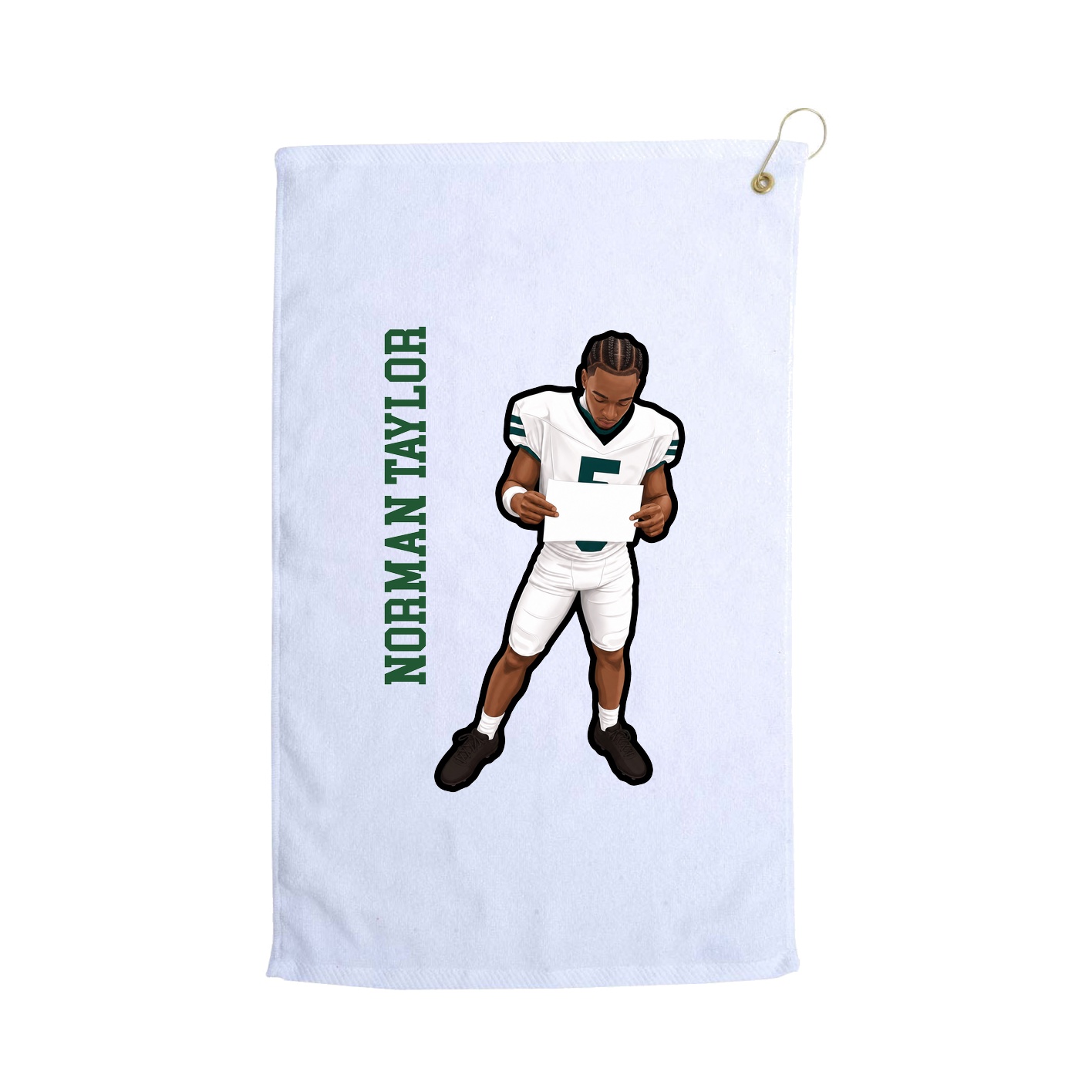 Golf Towel — Name Vertical in White