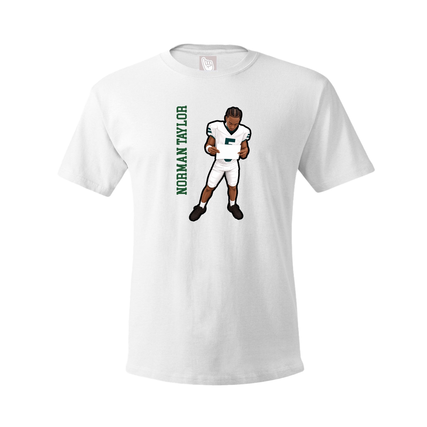 Youth Tee — Name Vertical in White