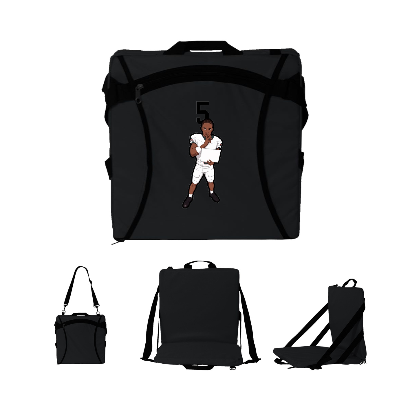 Folding Stadium Seat — Number Top in Black