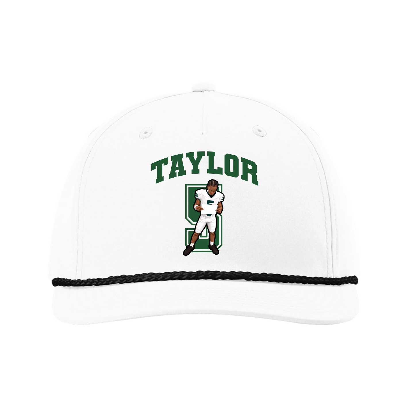 Five-Panel Classic Rope Cap — Number in White
