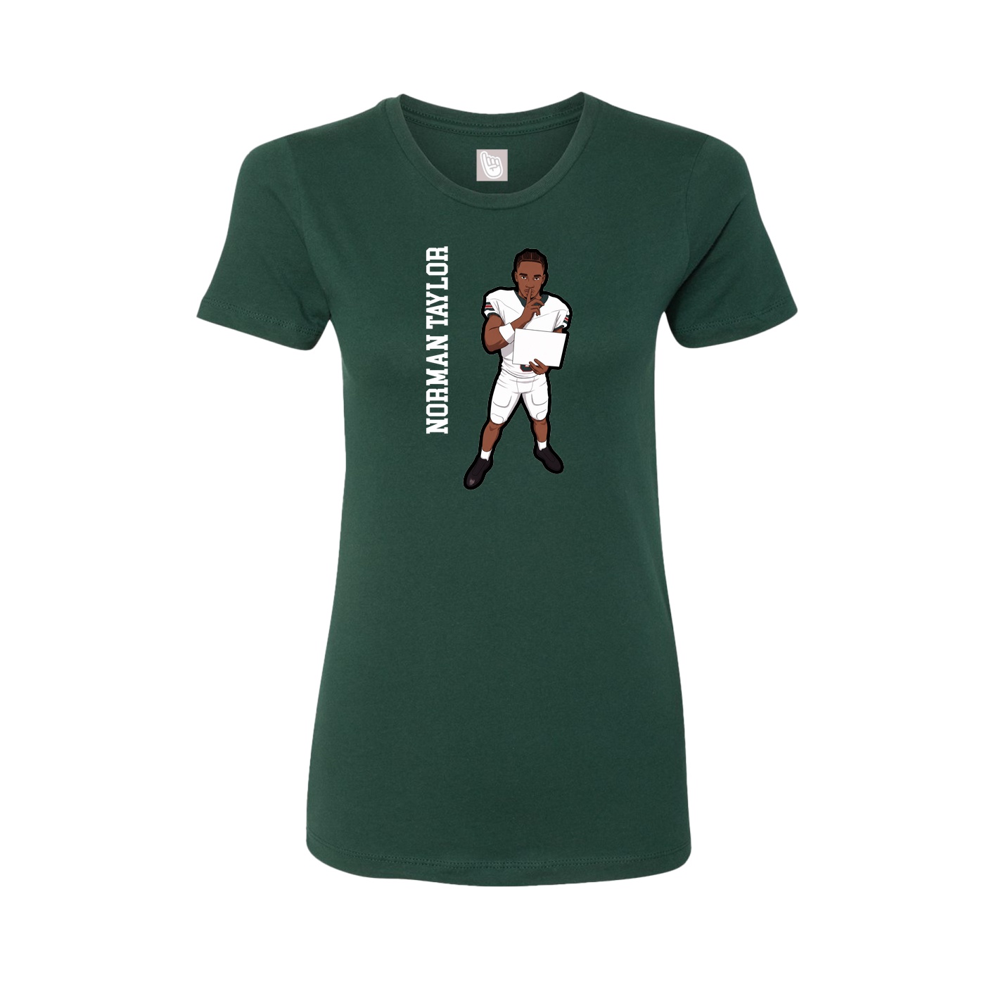 Fitted Women's Tee — Name Vertical in Green