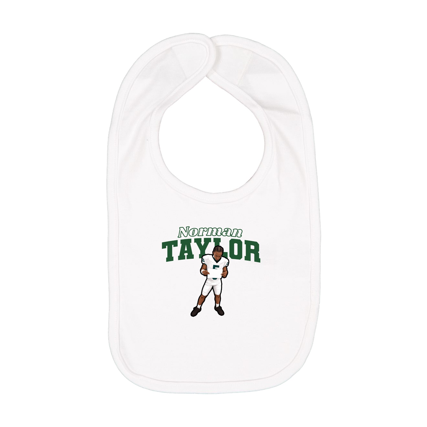 Infant Bib — Name Arch in White