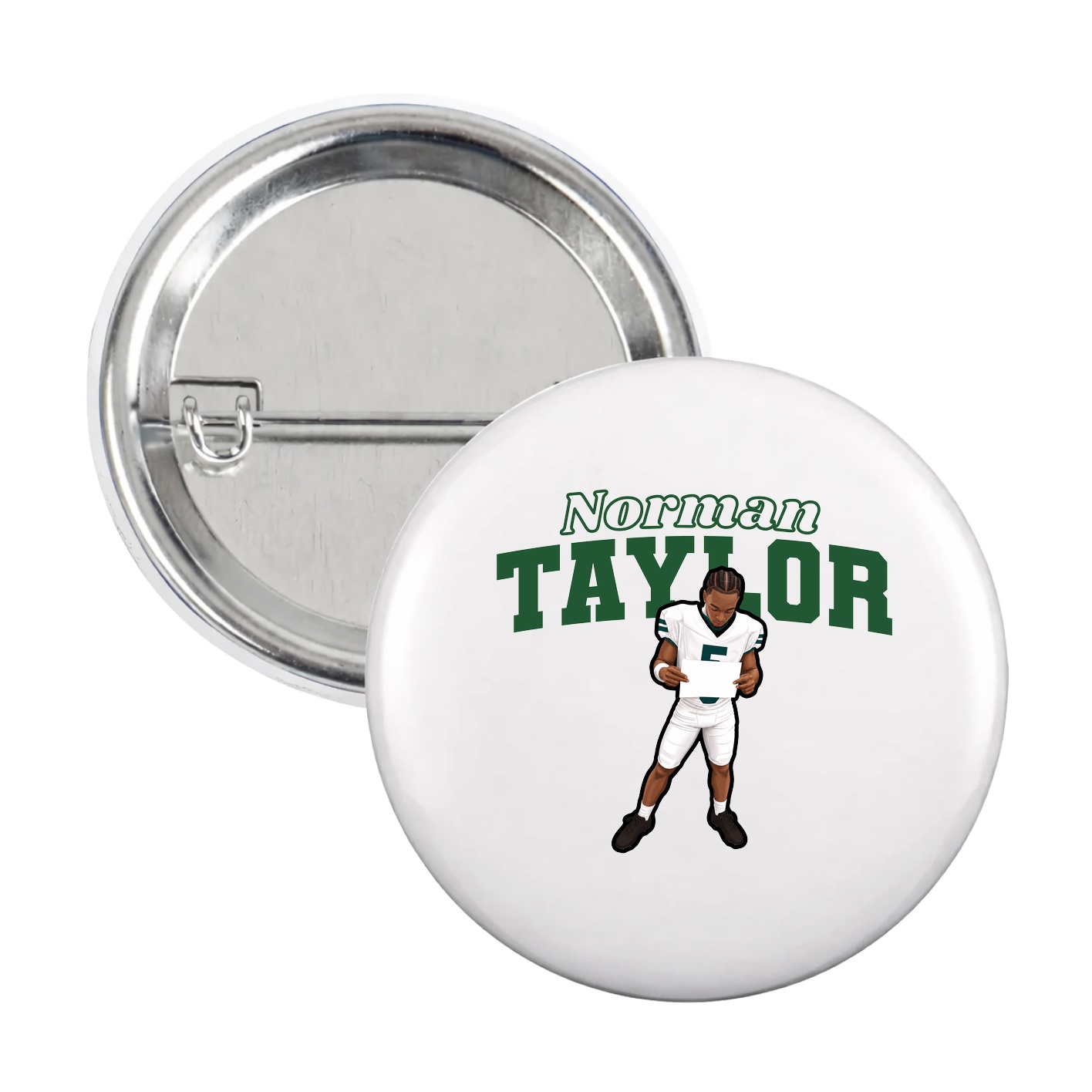 Game Day Button — Name Arch in White