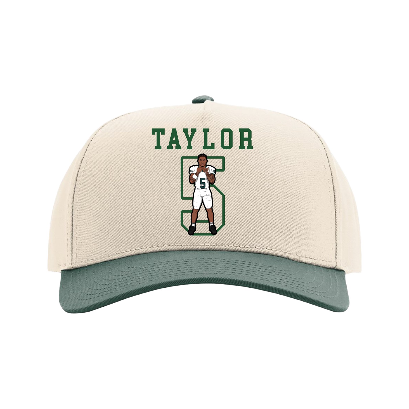 Full Fabric Five-Panel Champ Cap — Shirsey in Cream/Green