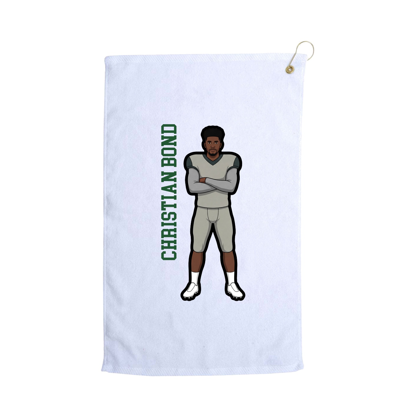Golf Towel — Name Vertical in White