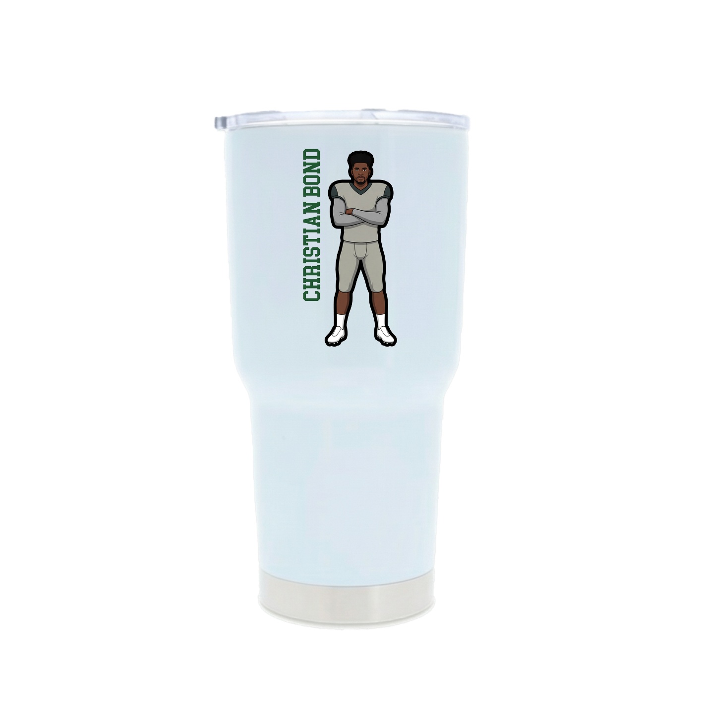 30oz Stainless Steel Tumbler — Name Vertical in White