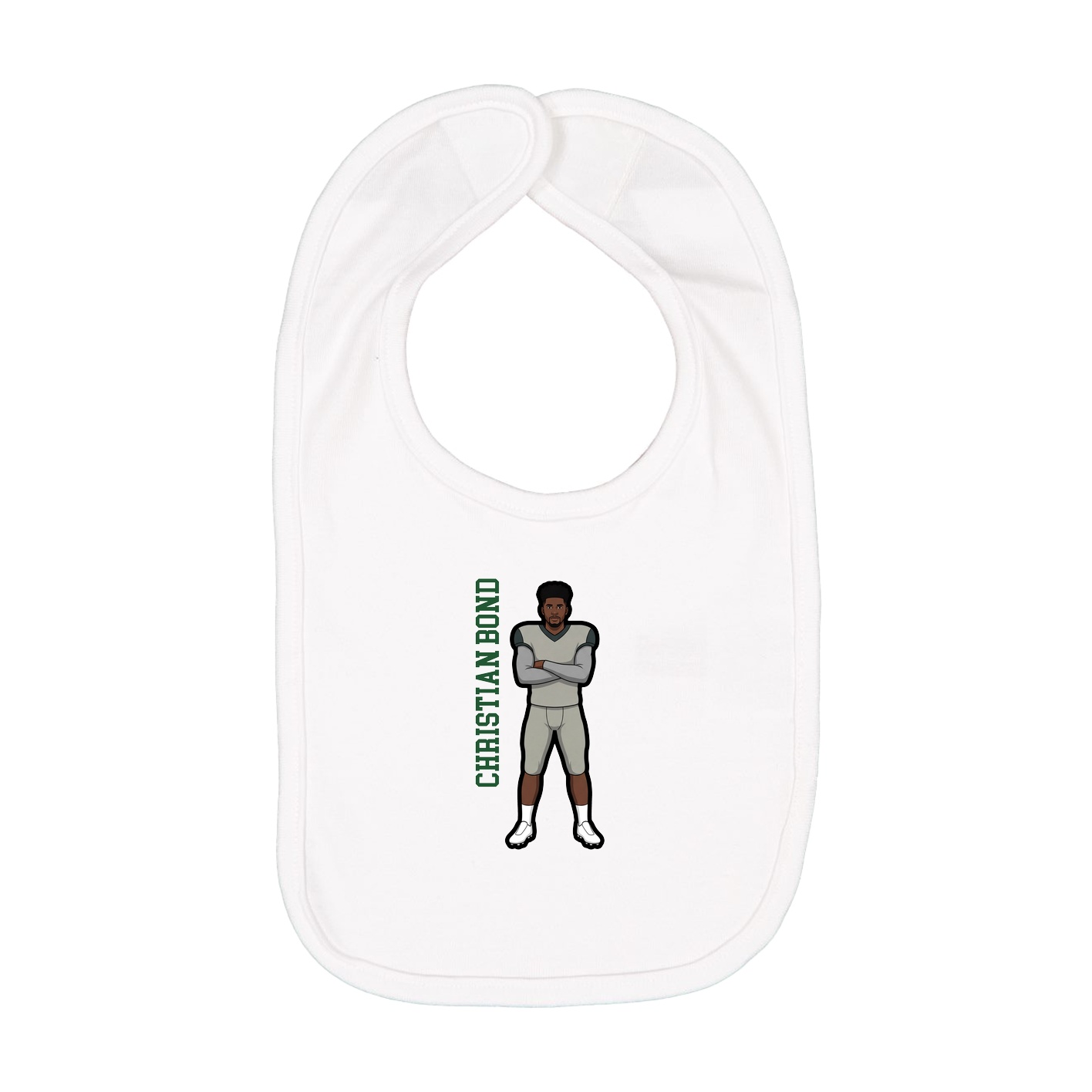 Infant Bib — Name Vertical in White