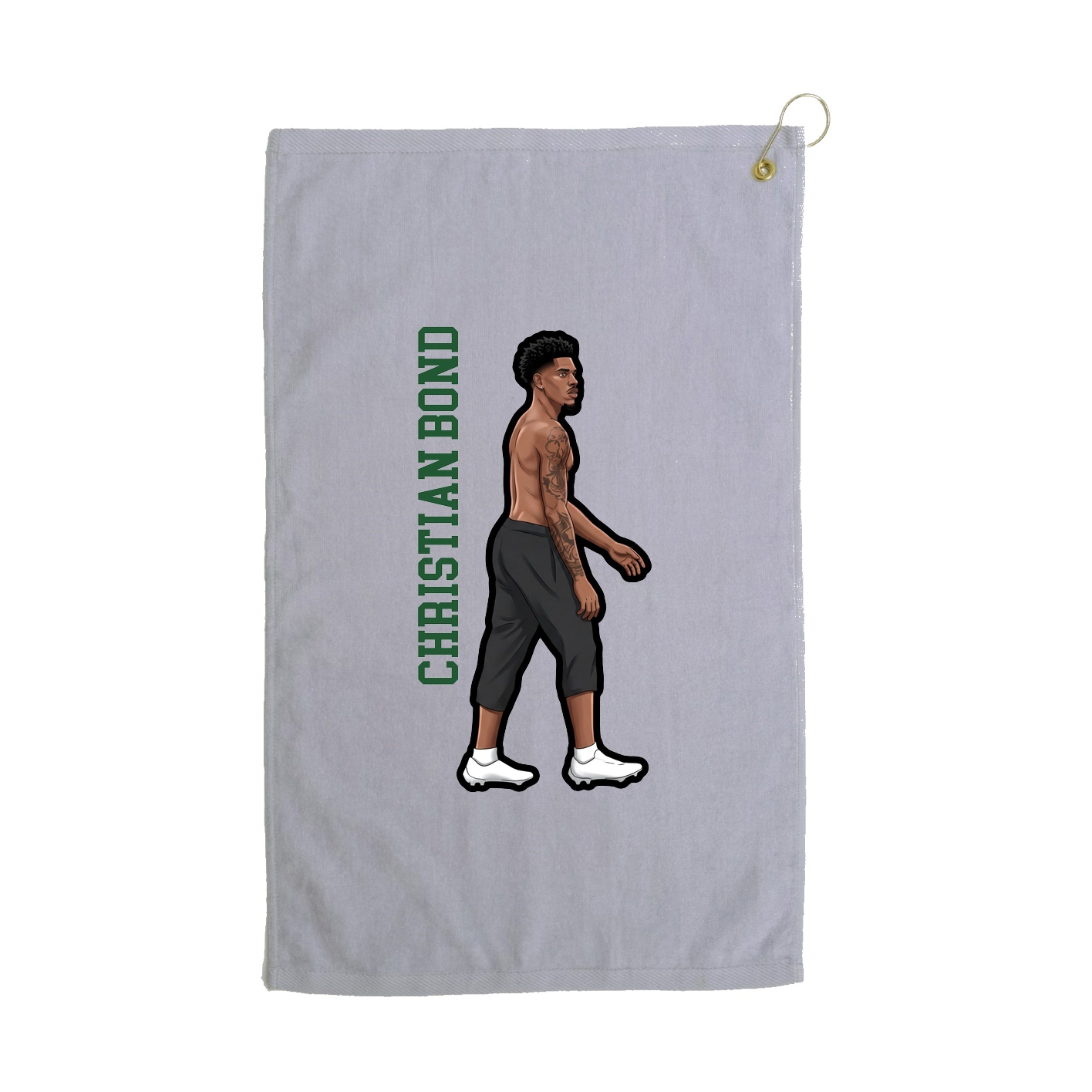 Golf Towel — Name Vertical in Grey
