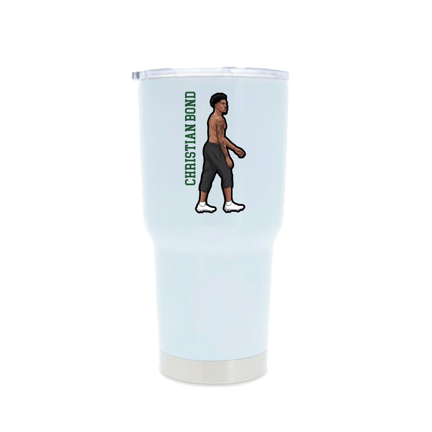 30oz Stainless Steel Tumbler — Name Vertical in White