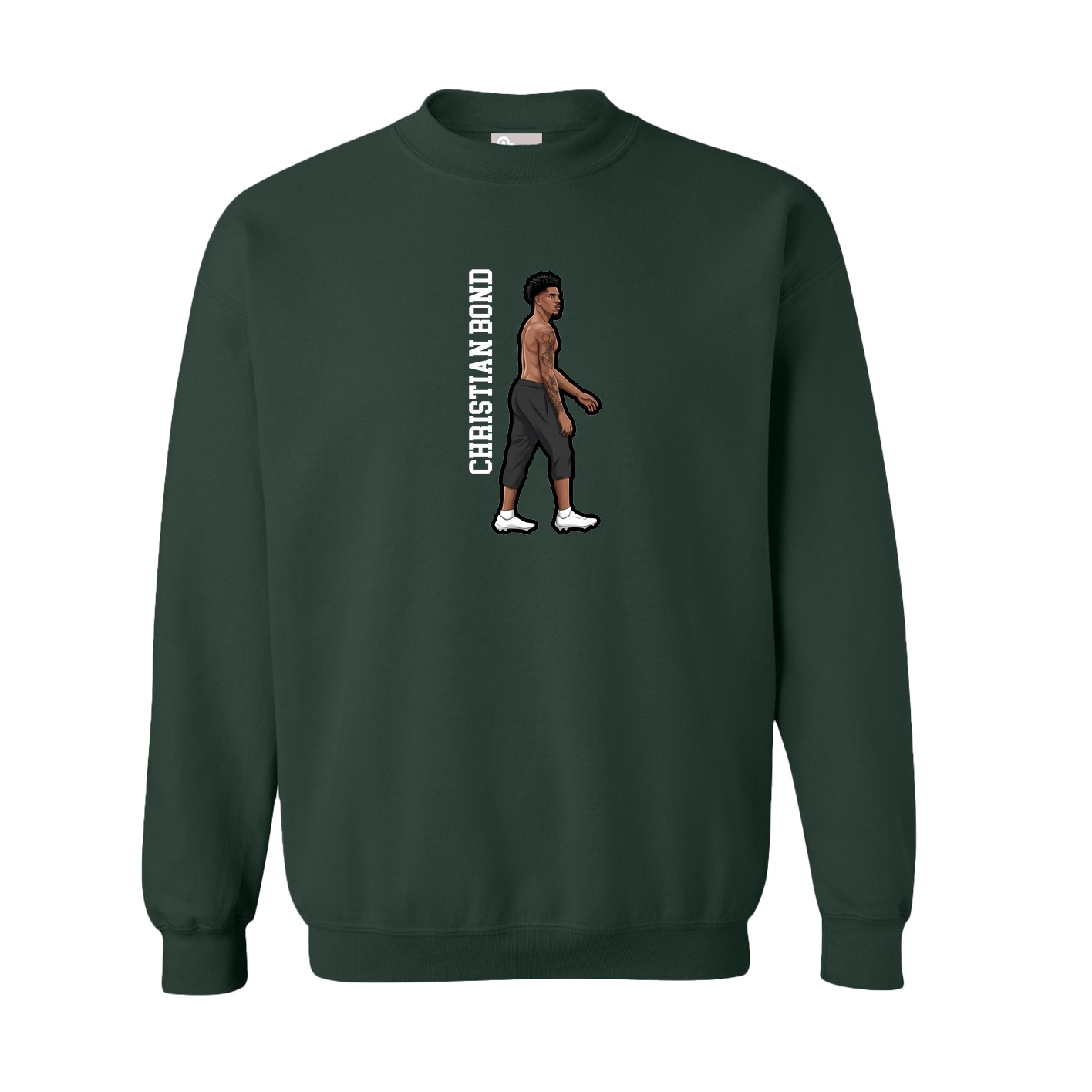 Fleece Crew — Name Vertical in Green
