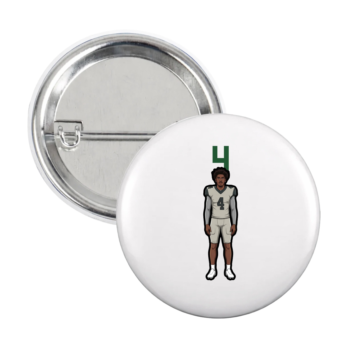Game Day Button — Number Top in White