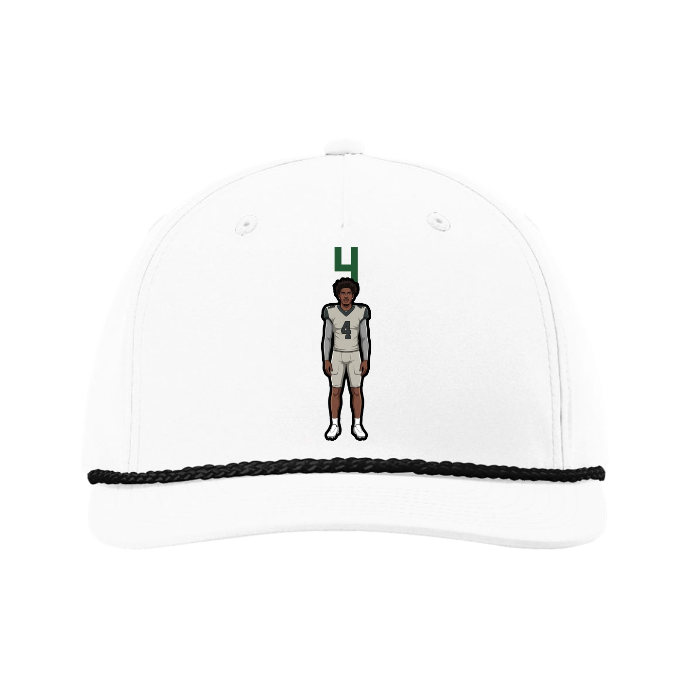 Five-Panel Classic Rope Cap — Number Top in White