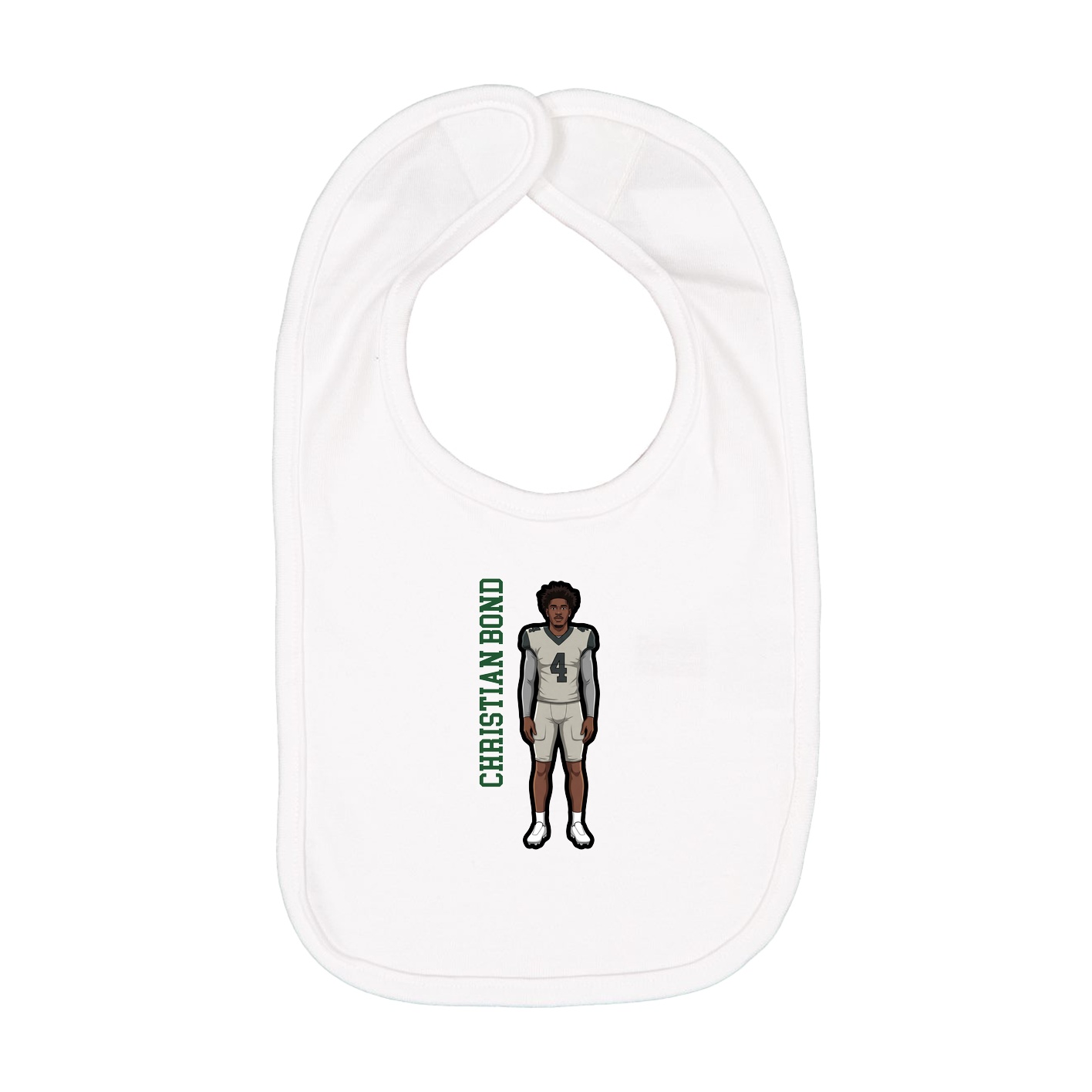 Infant Bib — Name Vertical in White