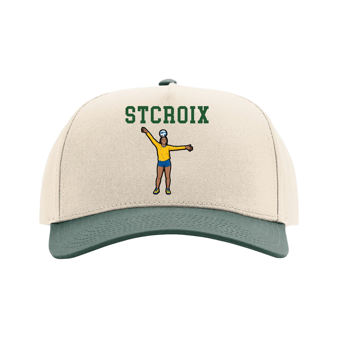 Full Fabric Five-Panel Champ Cap — Shirsey in Cream/Green