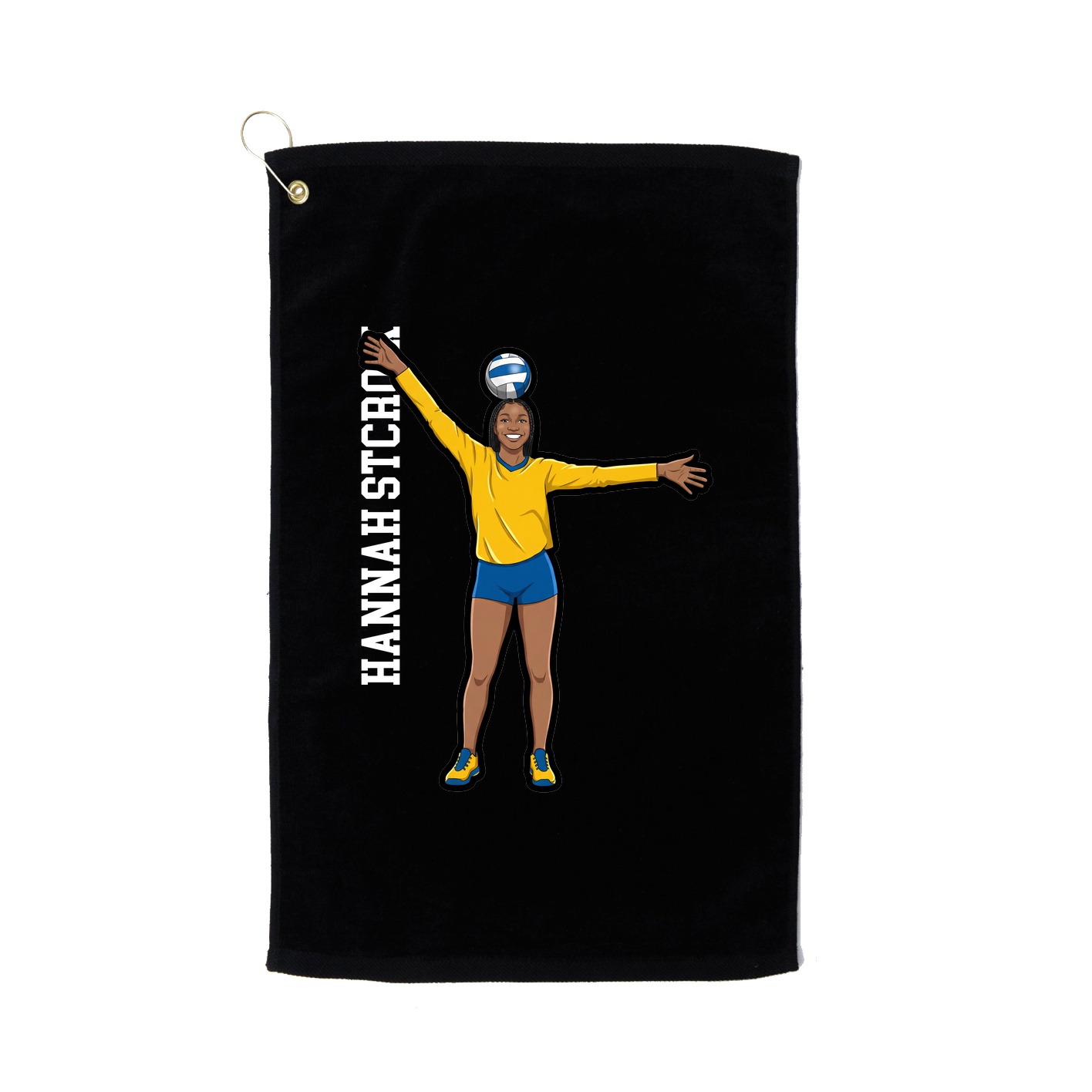 Golf Towel — Name Vertical in Black