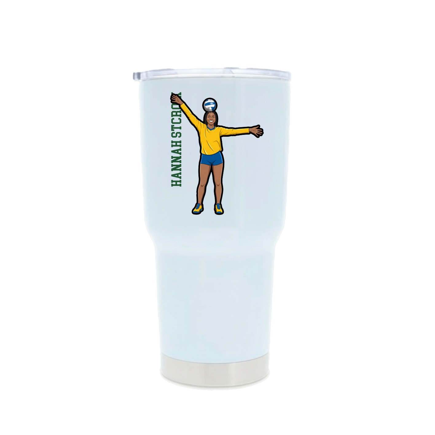 30oz Stainless Steel Tumbler — Name Vertical in White