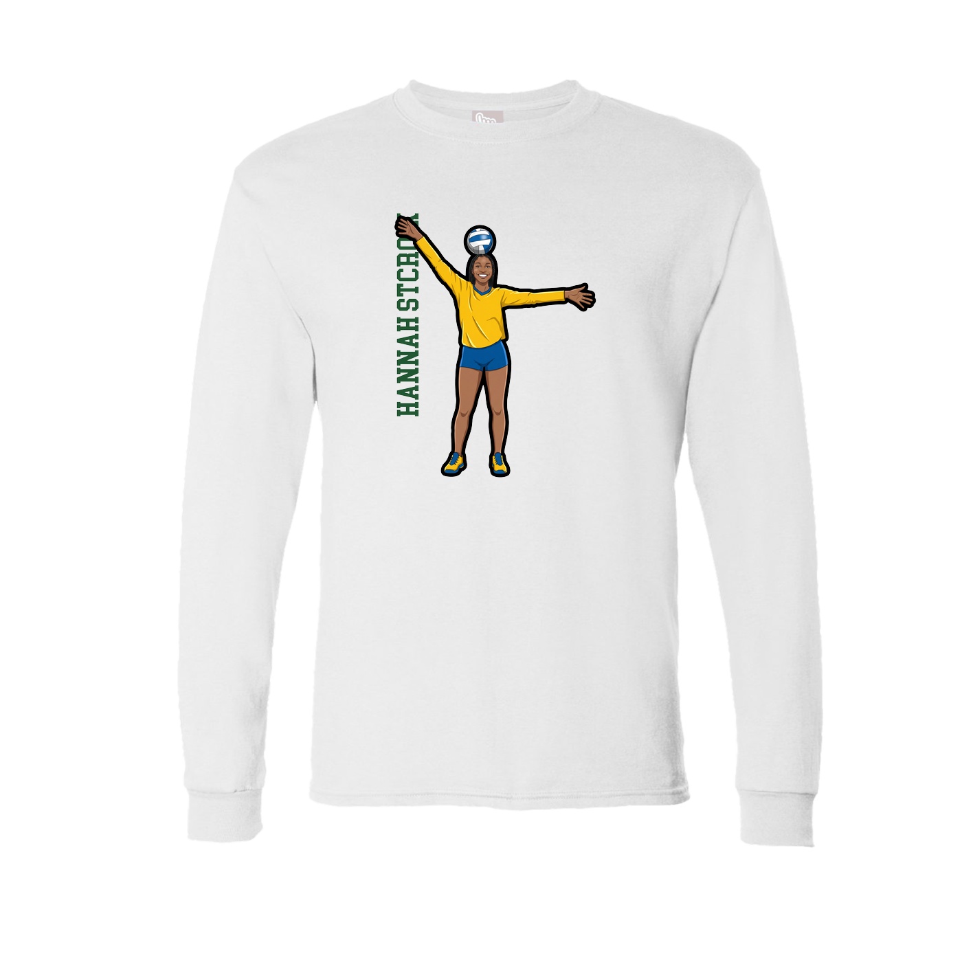 Long Sleeve Tee — Name Vertical in White