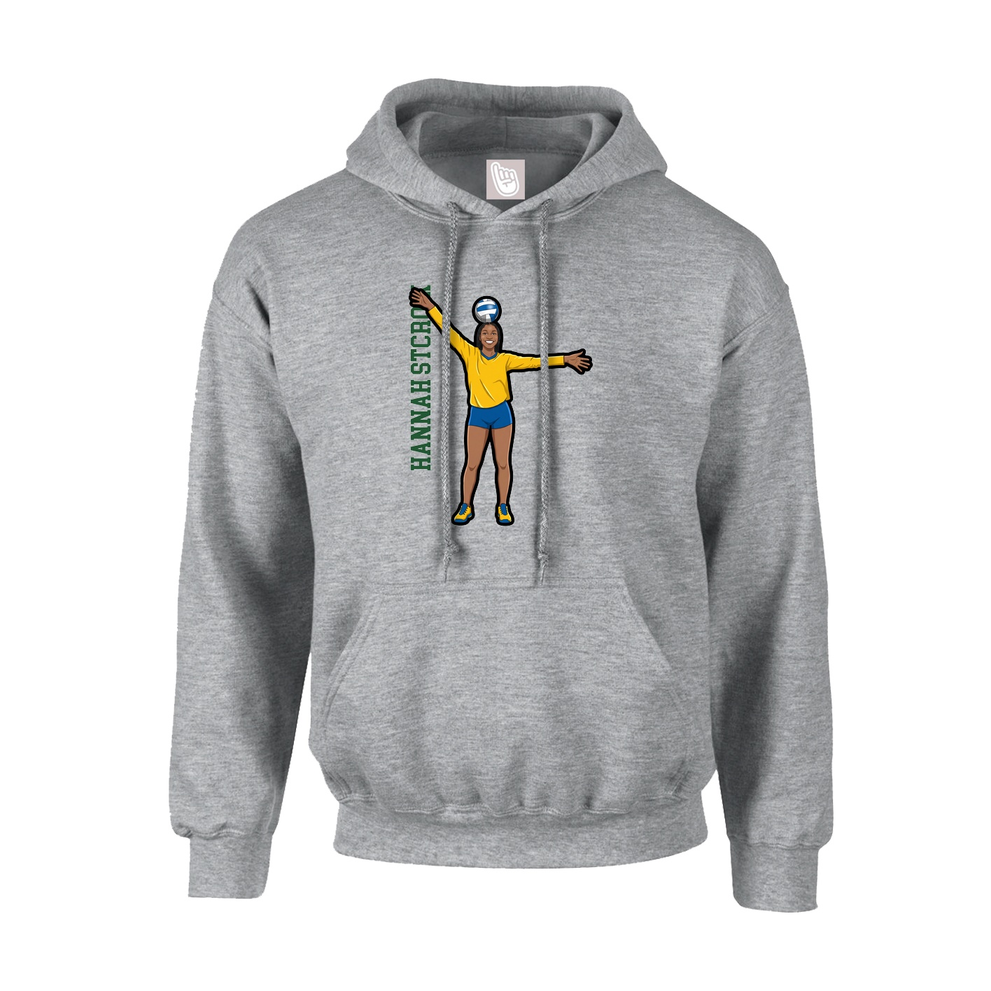 Hoodie — Name Vertical in Grey