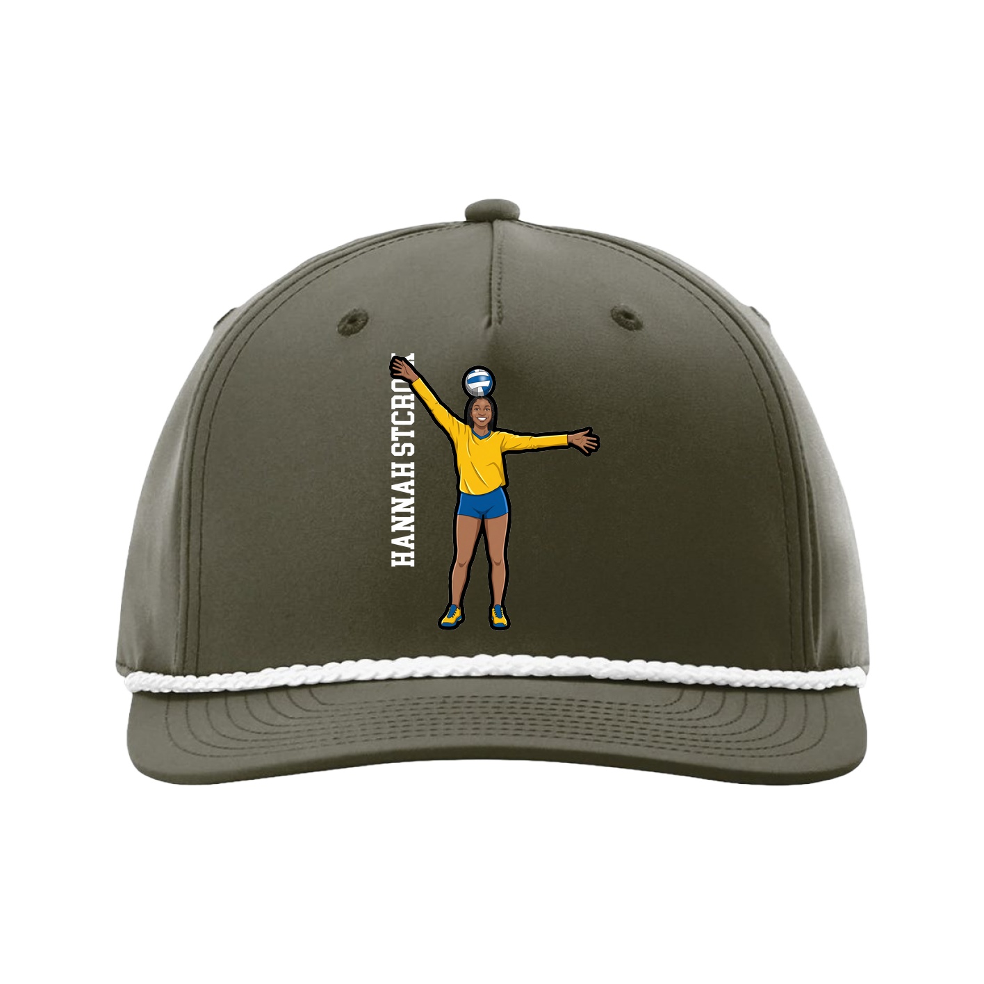 Five-Panel Classic Rope Cap — Name Vertical in Green