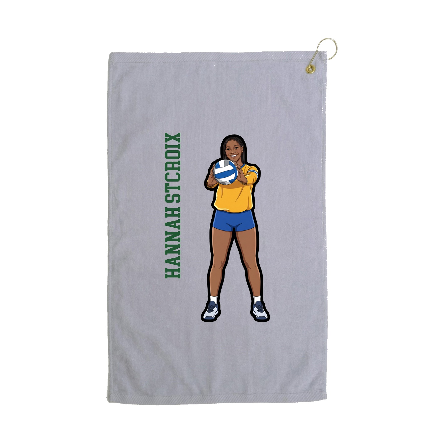 Golf Towel — Name Vertical in Grey