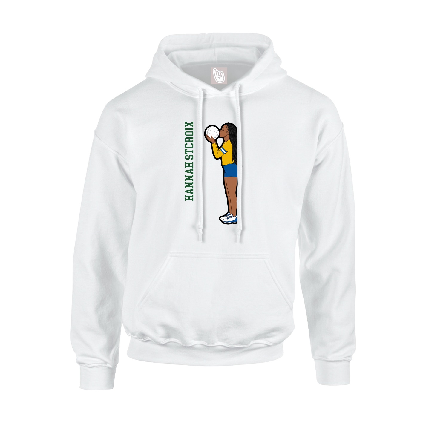 Youth Hoodie — Name Vertical in White