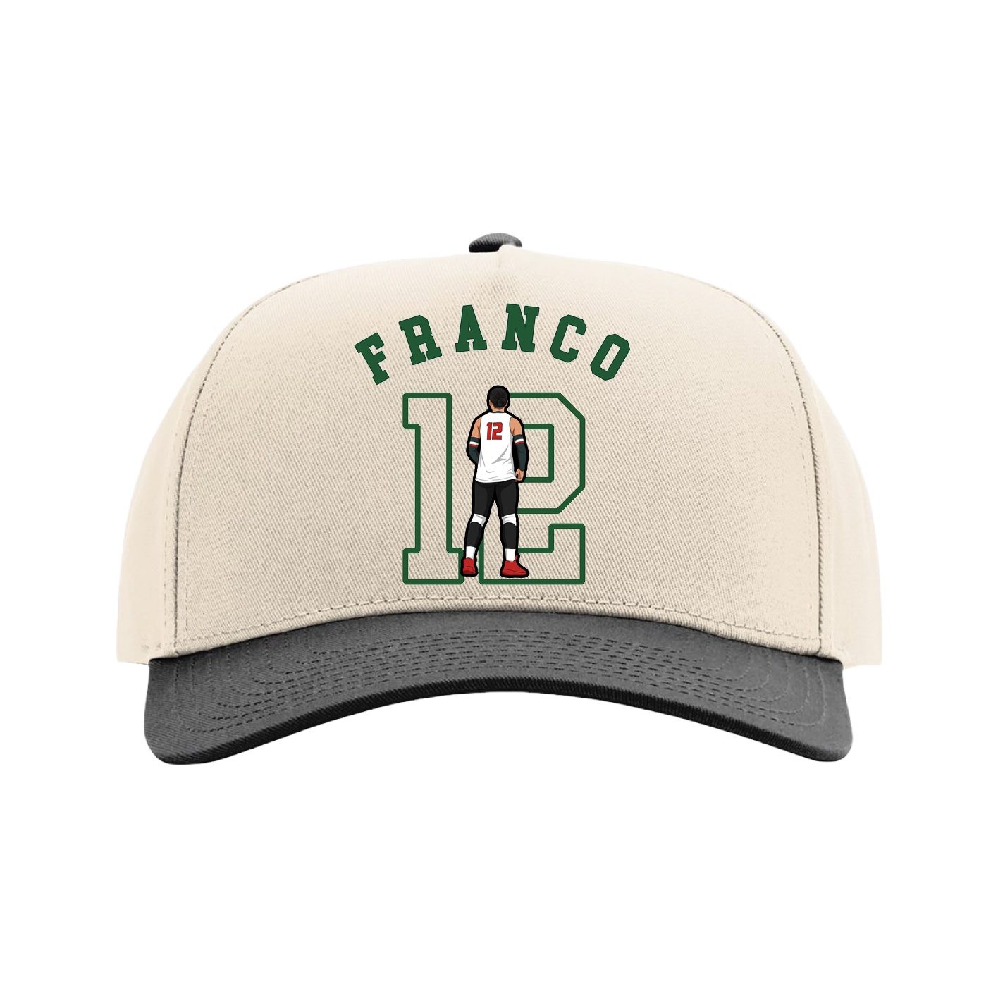 Full Fabric Five-Panel Champ Cap — Shirsey Arch in Cream/Black
