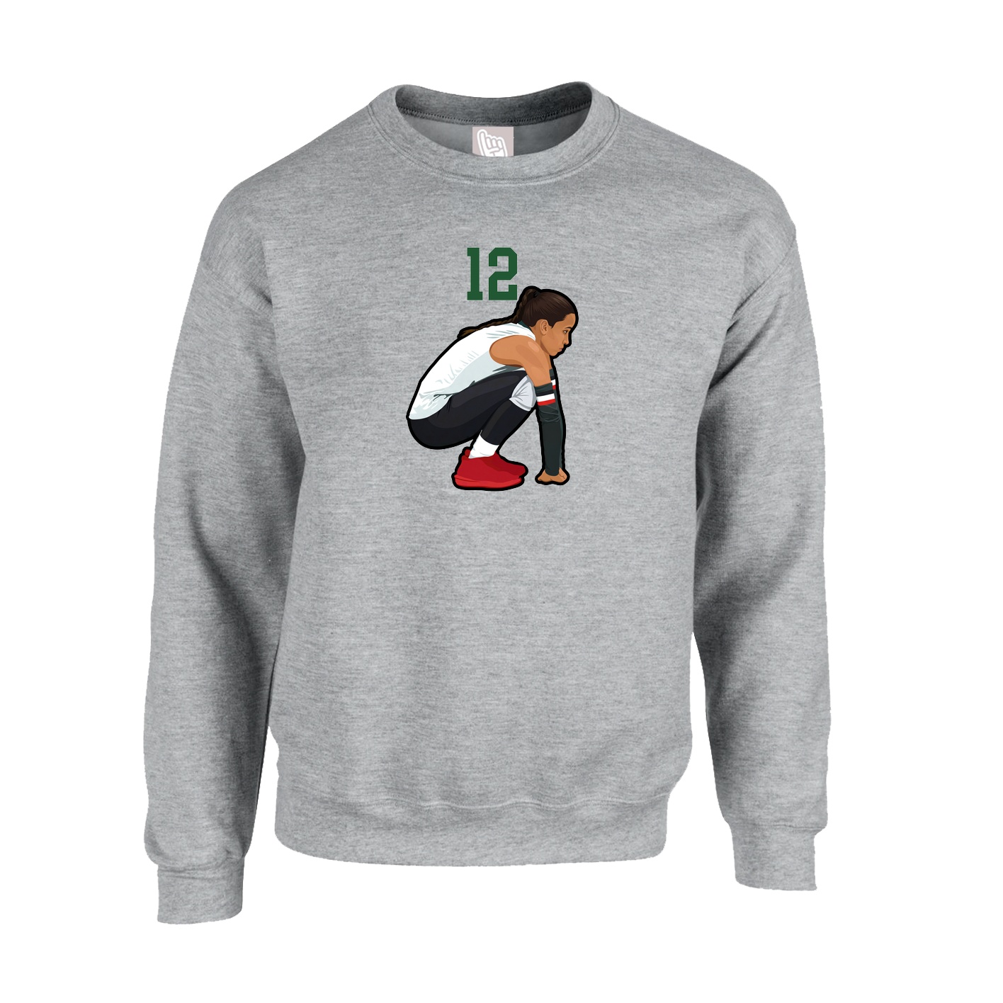 Fleece Crew — Number Top in Grey