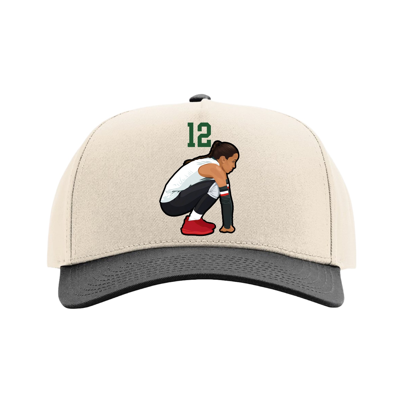 Full Fabric Five-Panel Champ Cap — Number Top in Cream/Black