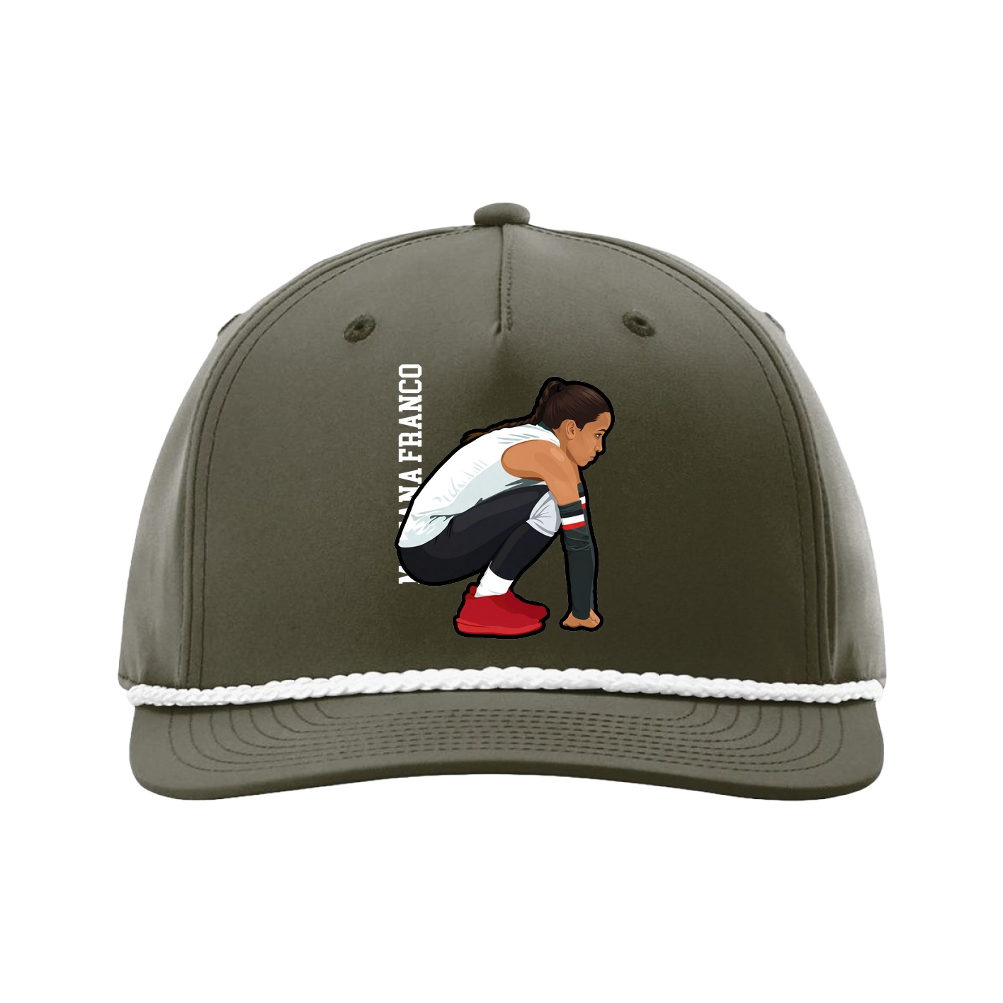 Five-Panel Classic Rope Cap — Name Vertical in Green