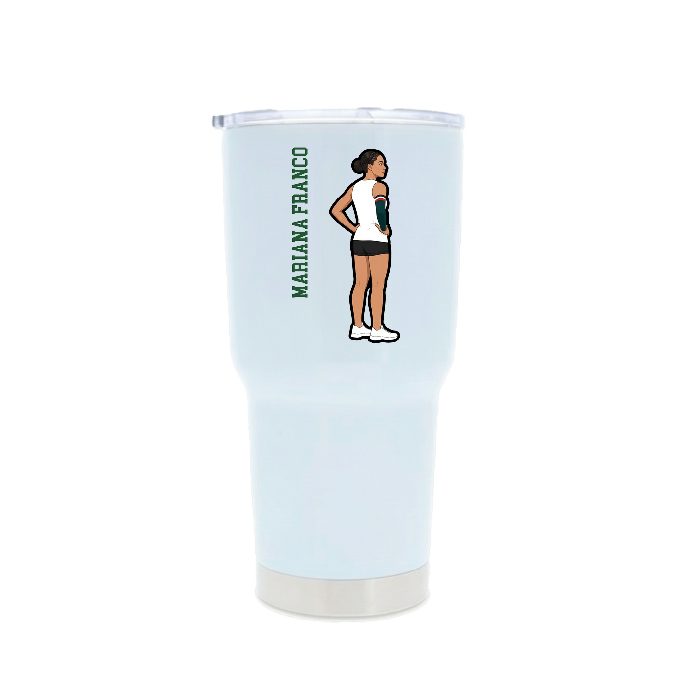 30oz Stainless Steel Tumbler — Name Vertical in White
