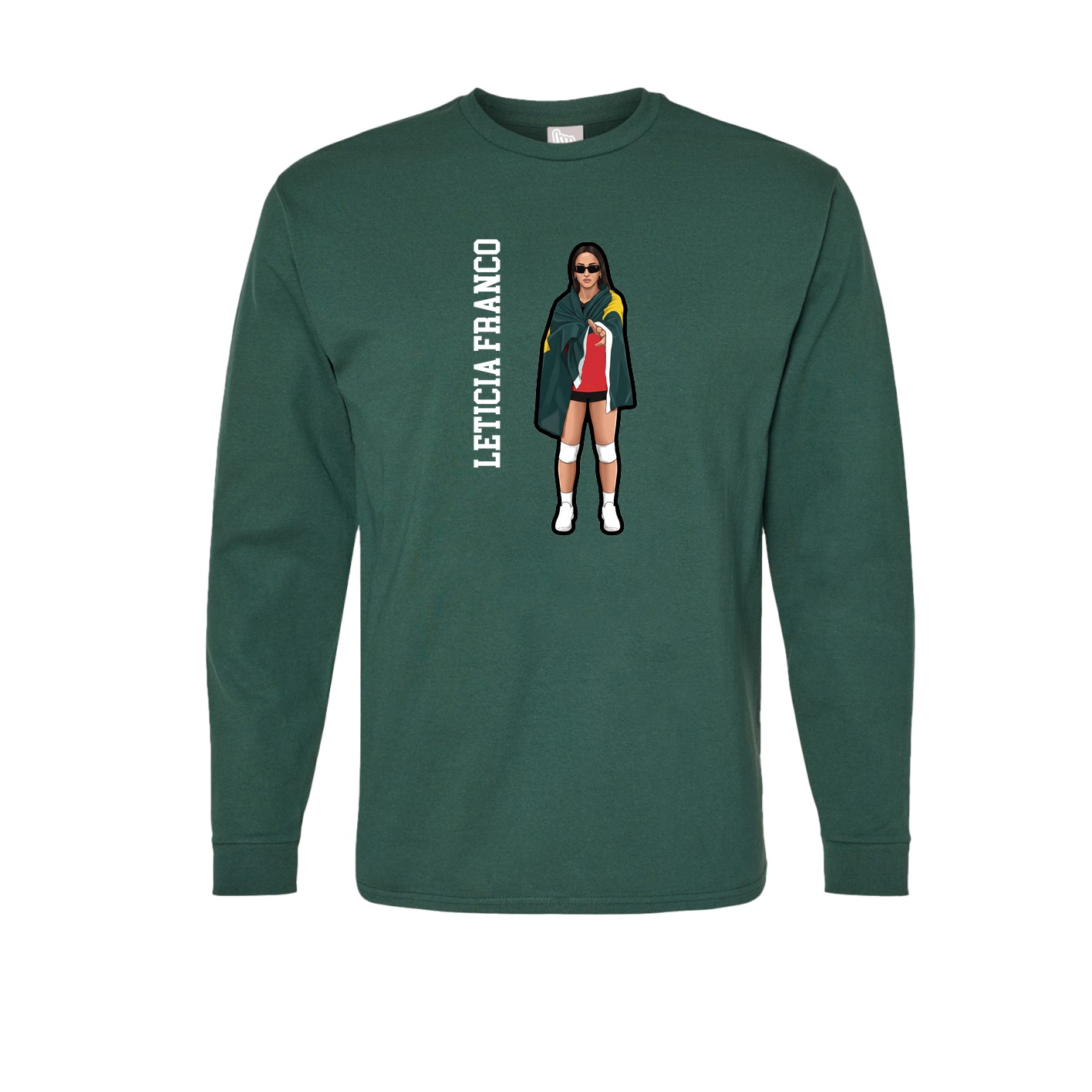 Long Sleeve Tee — Name Vertical in Green