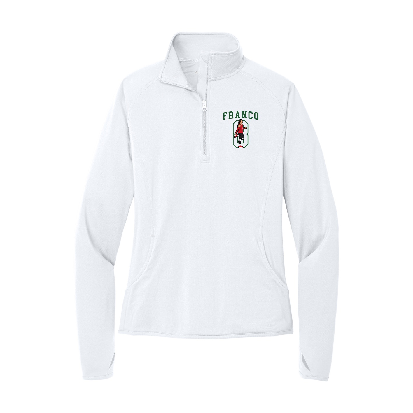 Women's Q-Zip Pullover — Shirsey in White