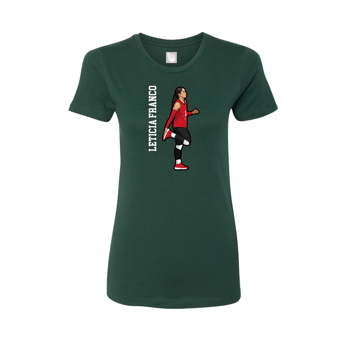Womens Tee — Name Vertical in Green