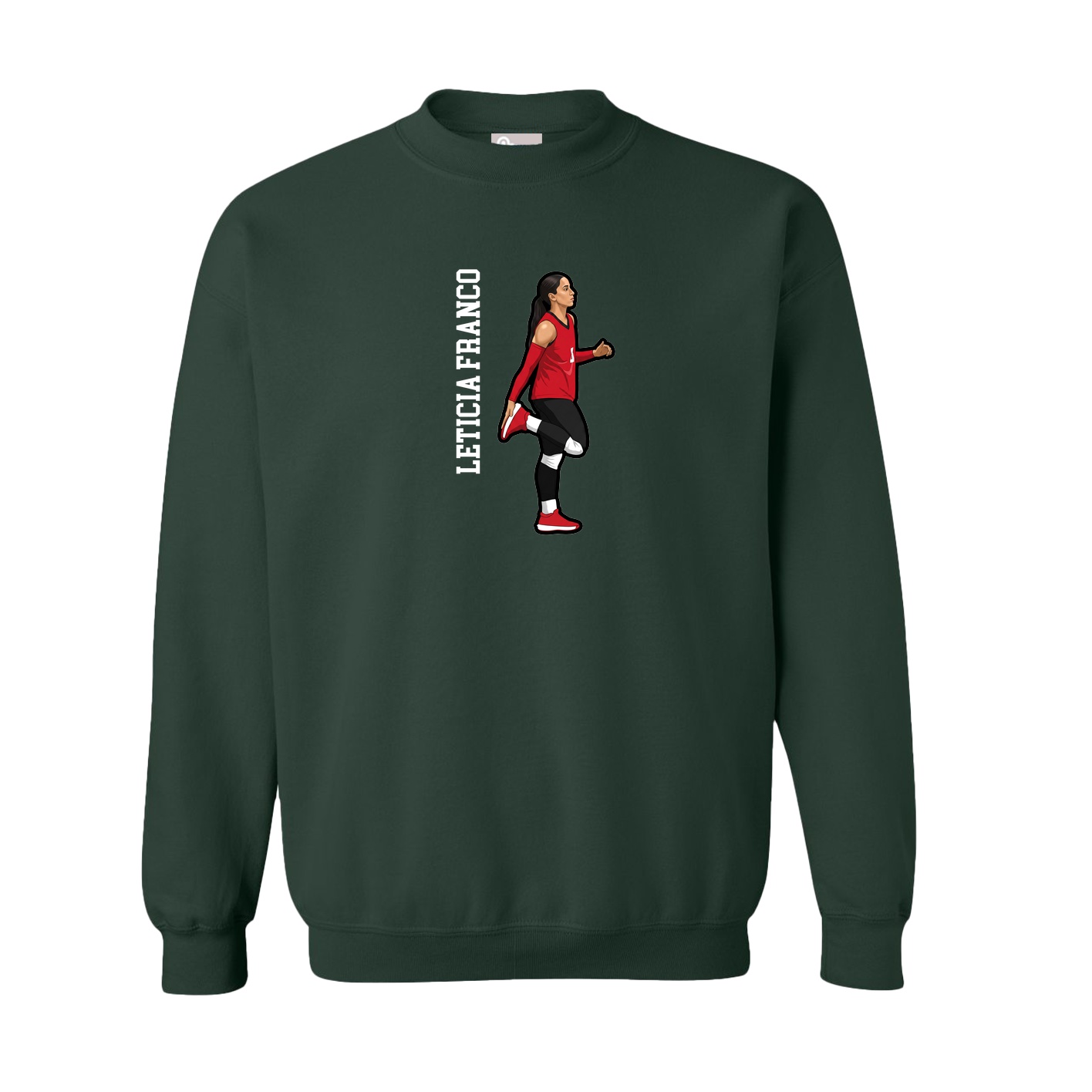 Fleece Crew — Name Vertical in Green