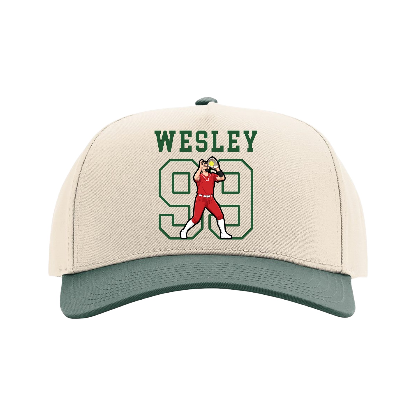 Full Fabric Five-Panel Champ Cap — Shirsey in Cream/Green